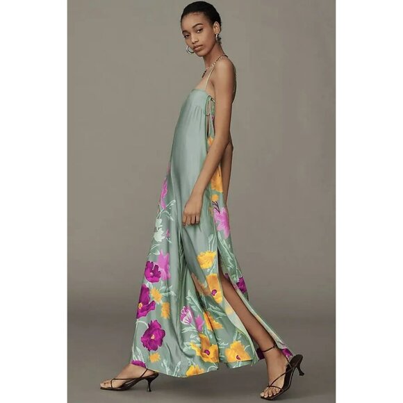 Anthropologie Plus printed wide-leg jumpsuit green Women's Plus 1X - Picture 13 of 13